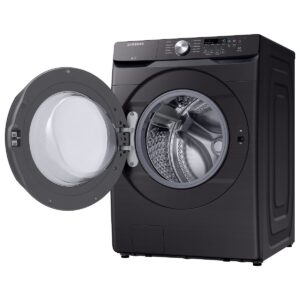Samsung - 4.5 Cu. Ft. High Efficiency Stackable Smart Front Load Washer with Vibration Reduction Technology+ - Fingerprint Resistant Black Stainless Steel
