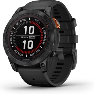 Garmin fēnix 7 Pro Sapphire Solar, Multisport GPS Smartwatch, Built-in Flashlight, Solar Charging Capability, Black