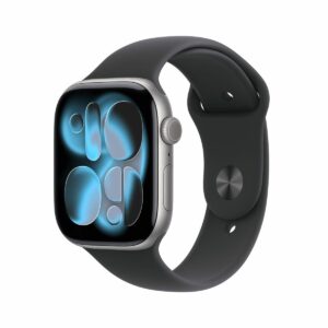 Apple Watch Series 11 GPS 42mm Smartwatch with Jet Black Aluminium Case with Black Sport Band S/M. Sleep Score, Fitness Tracker, Health Monitoring, Always-On Display, Water Resistant